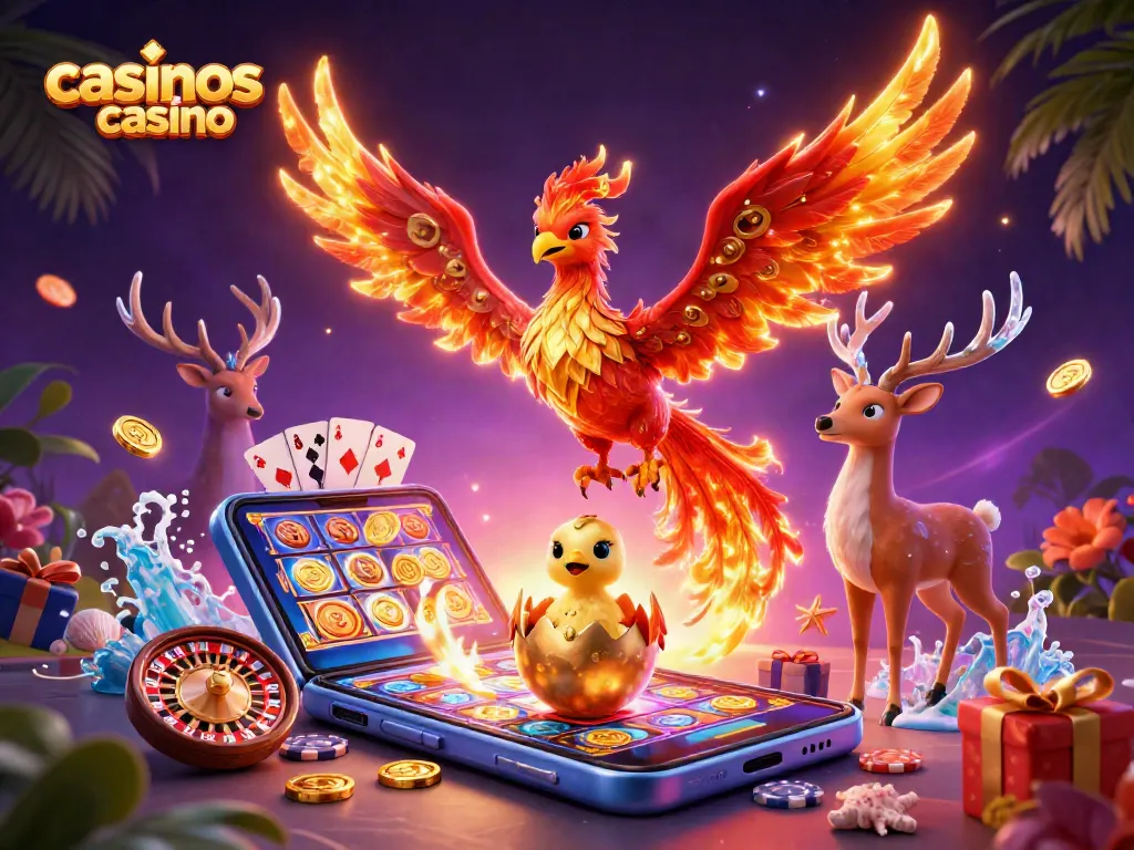 Experience the vibrant world of casinosnz casino with this dynamic, colorful 3D illustration of gaming.