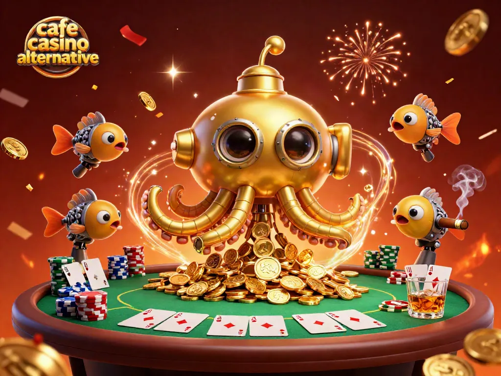 Play poker with the best cafe casino alternative, with a golden kraken and rich casino elements.