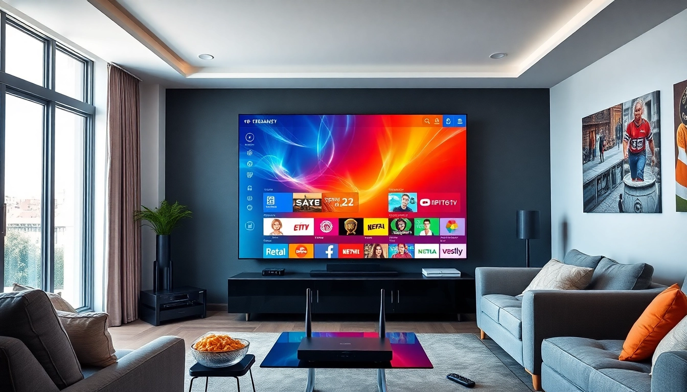Experience the excitement of free trial iptv streaming in a modern living room setup.