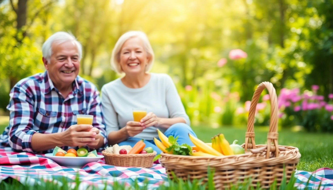 Genieten van een picknick met senioren op https://www.handigvoorsenioren.nl/ in een park vol natuur.