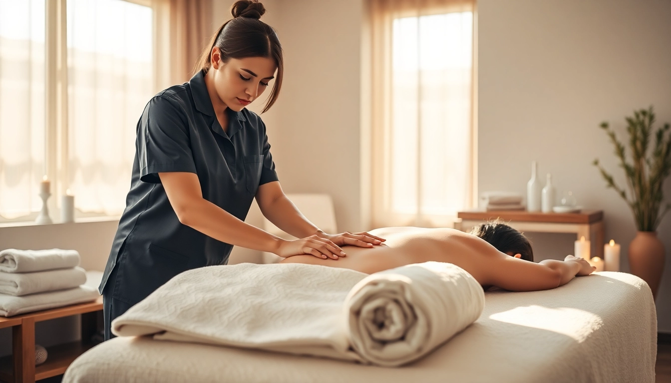 Experiencing a rejuvenating griesbach massage by a professional therapist in a serene spa setting.