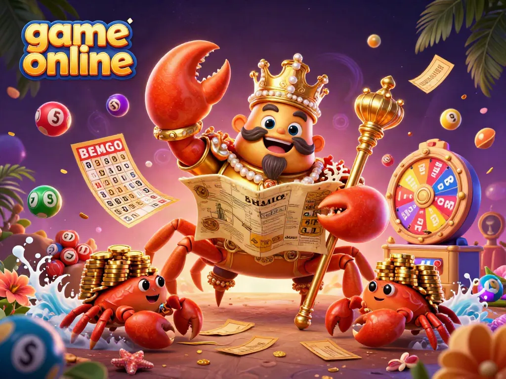 Experience exciting game online action with a golden crab emperor and vibrant casino elements.