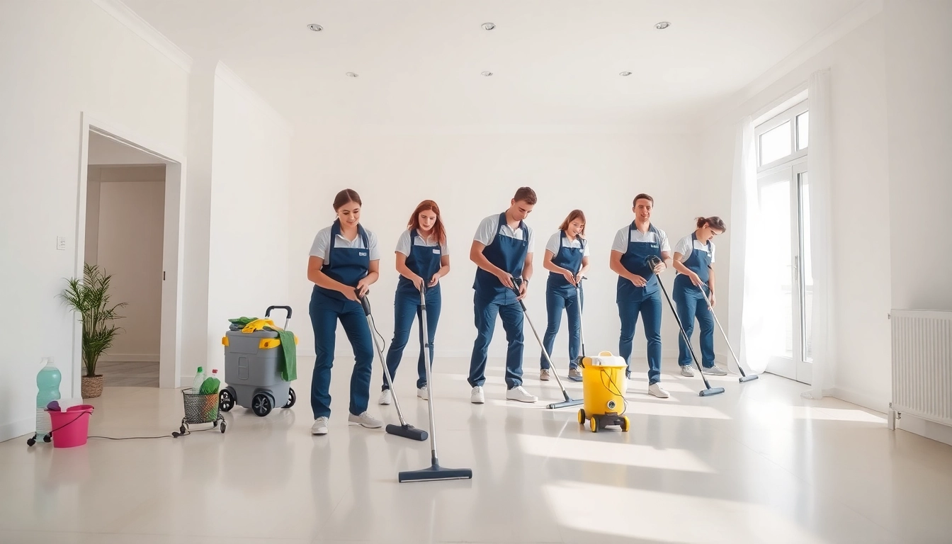 Bond cleaning team professionally cleaning an empty rental property with thorough attention to detail.