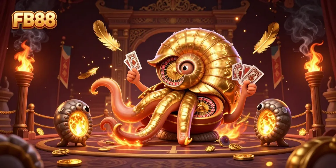 Engage with FB88's thrilling casino experience featuring a giant nautilus themed roulette wheel.