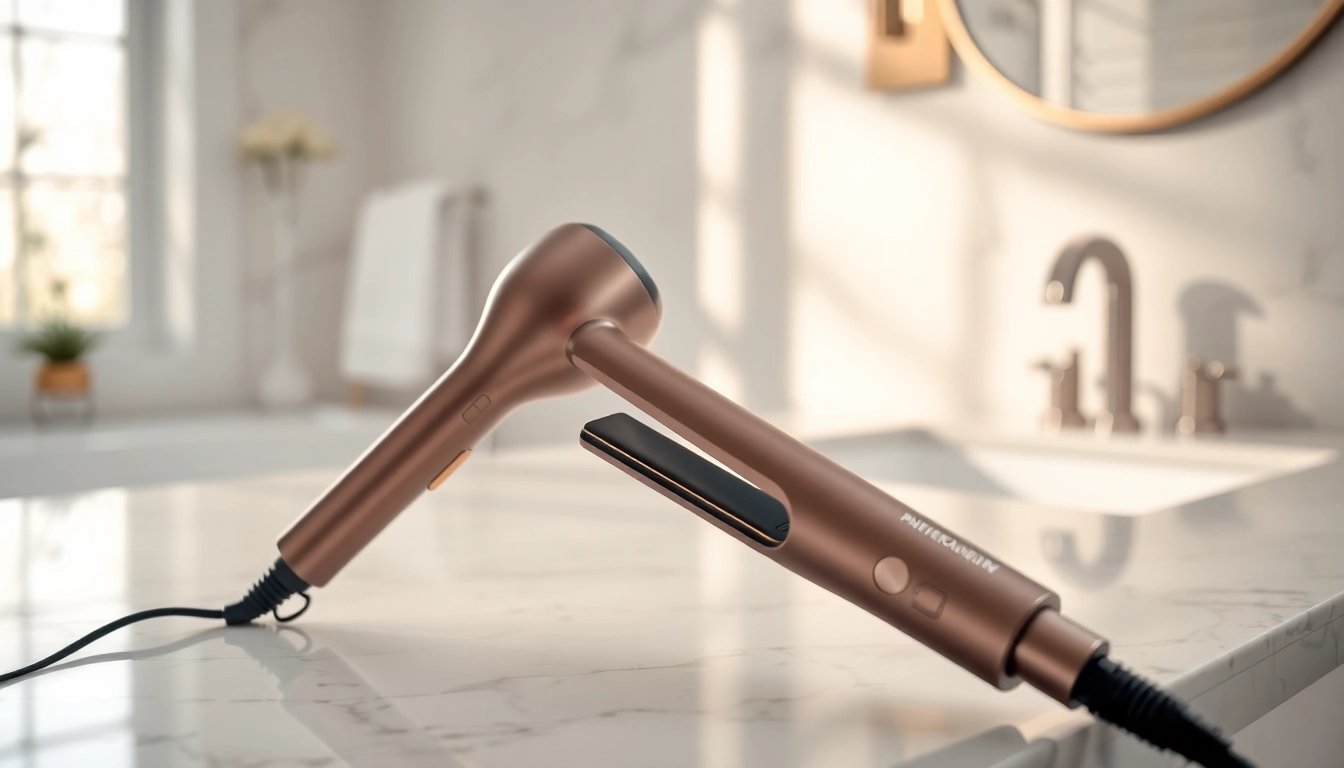 Showcasing Laifen US high-speed hair dryer in a stylish bathroom setting with modern design elements.