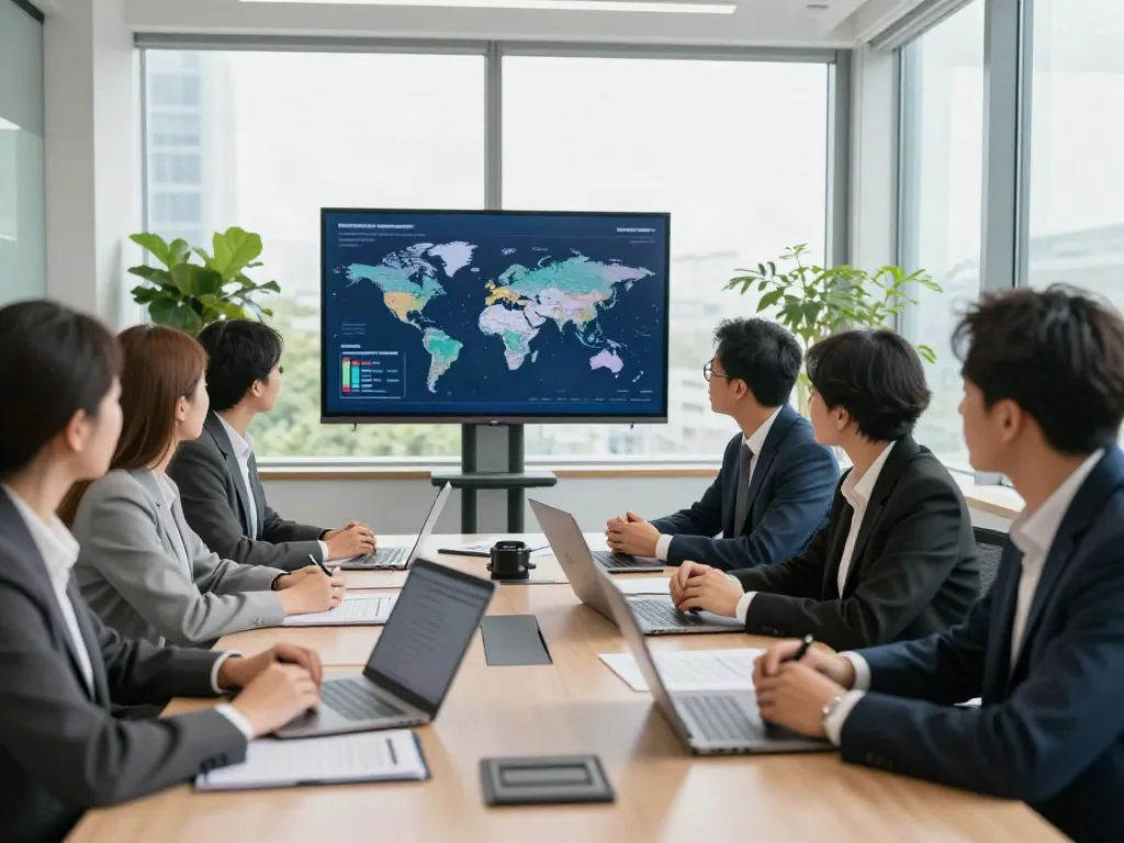 Lead Roedl team strategizing in a modern conference room with global insights.