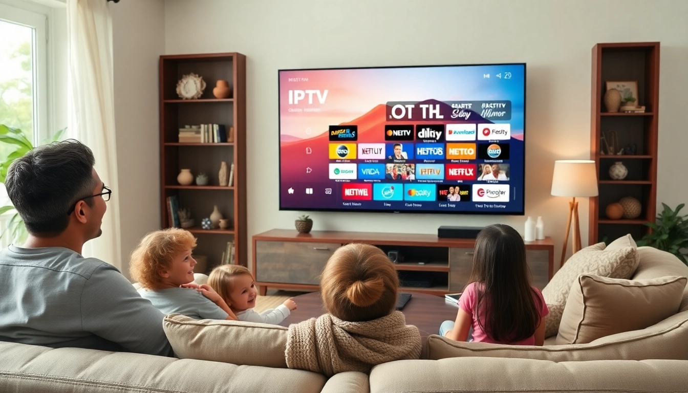 Enjoying a free iptv trial with family while watching various channels on smart TV.