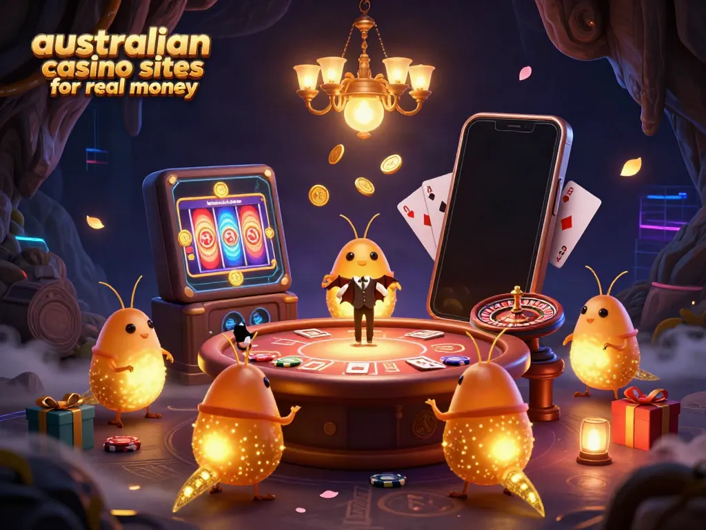 Engaging fun at australian casino sites for real money with glowing glowworms lighting a vibrant cave casino.