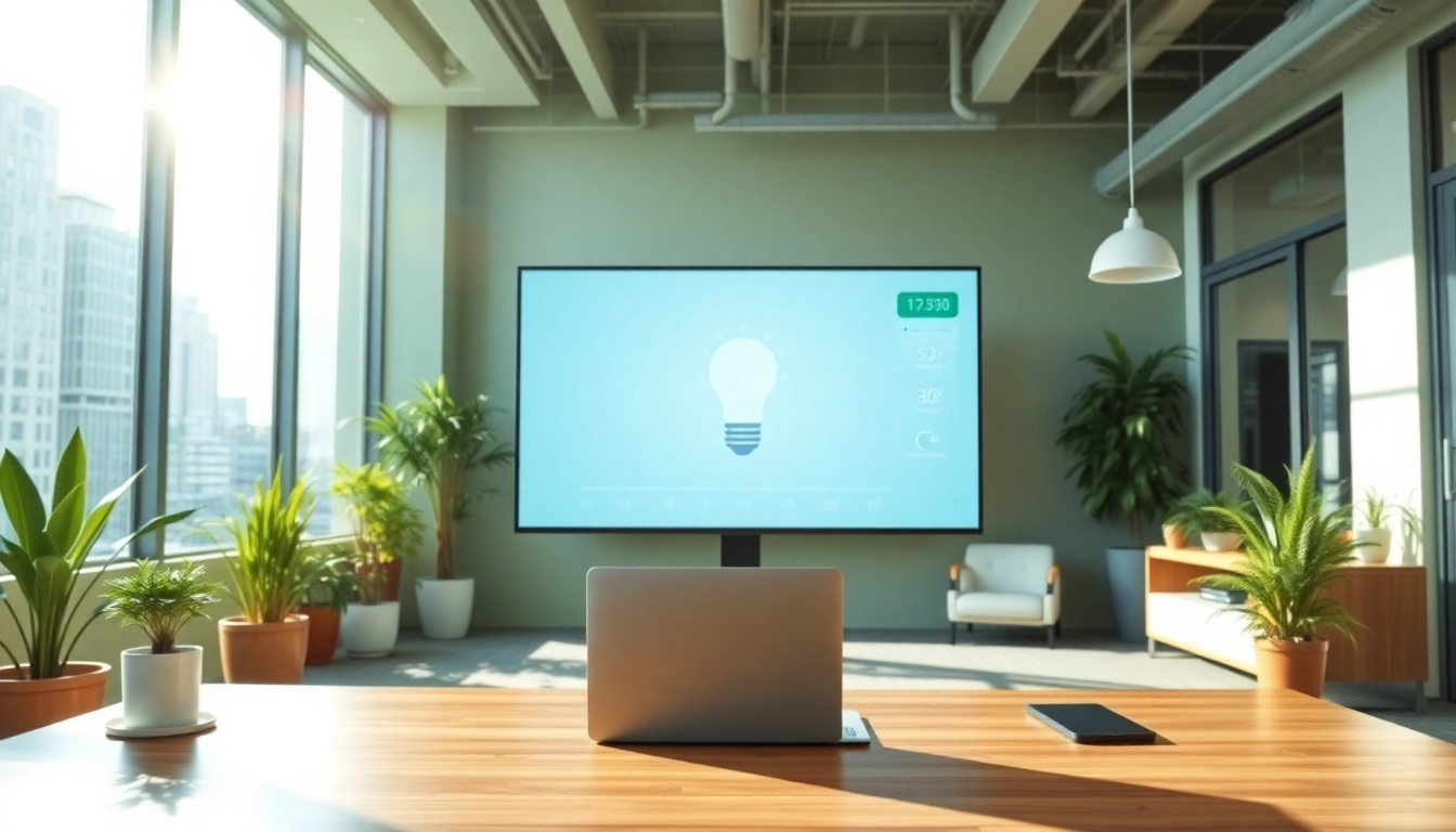 Showcasing fixed business energy solutions in a modern workspace demonstrating efficiency and sustainability.
