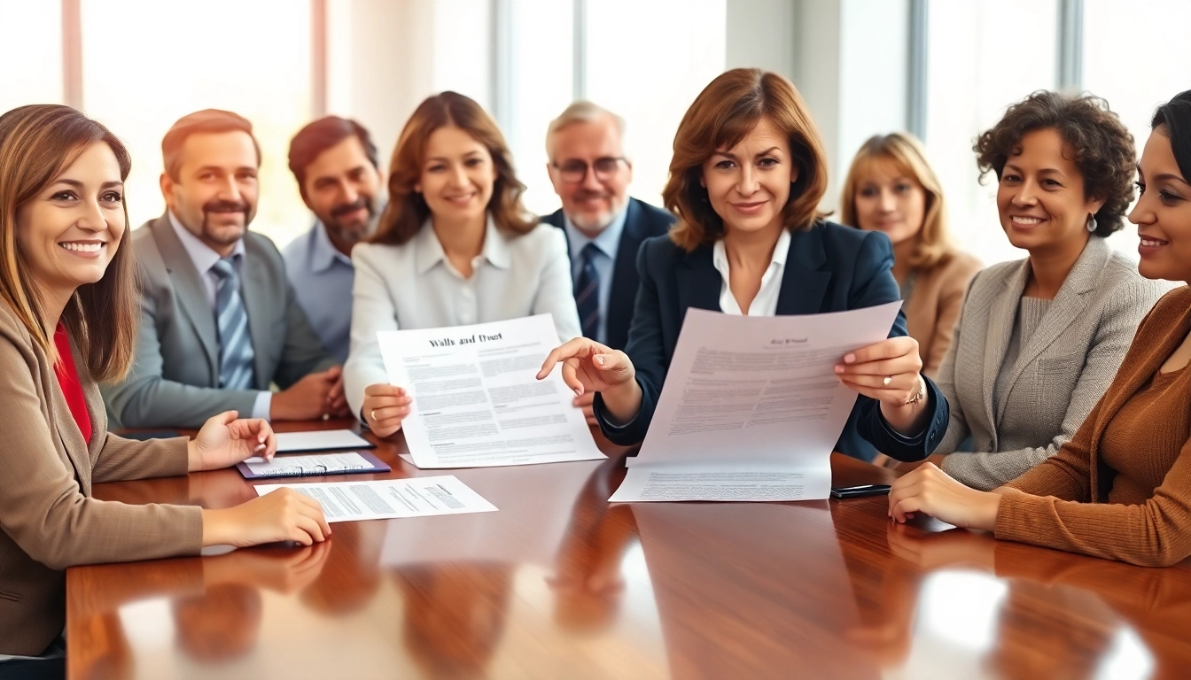 Engaging individuals discussing Estate Planning concepts around a conference table.