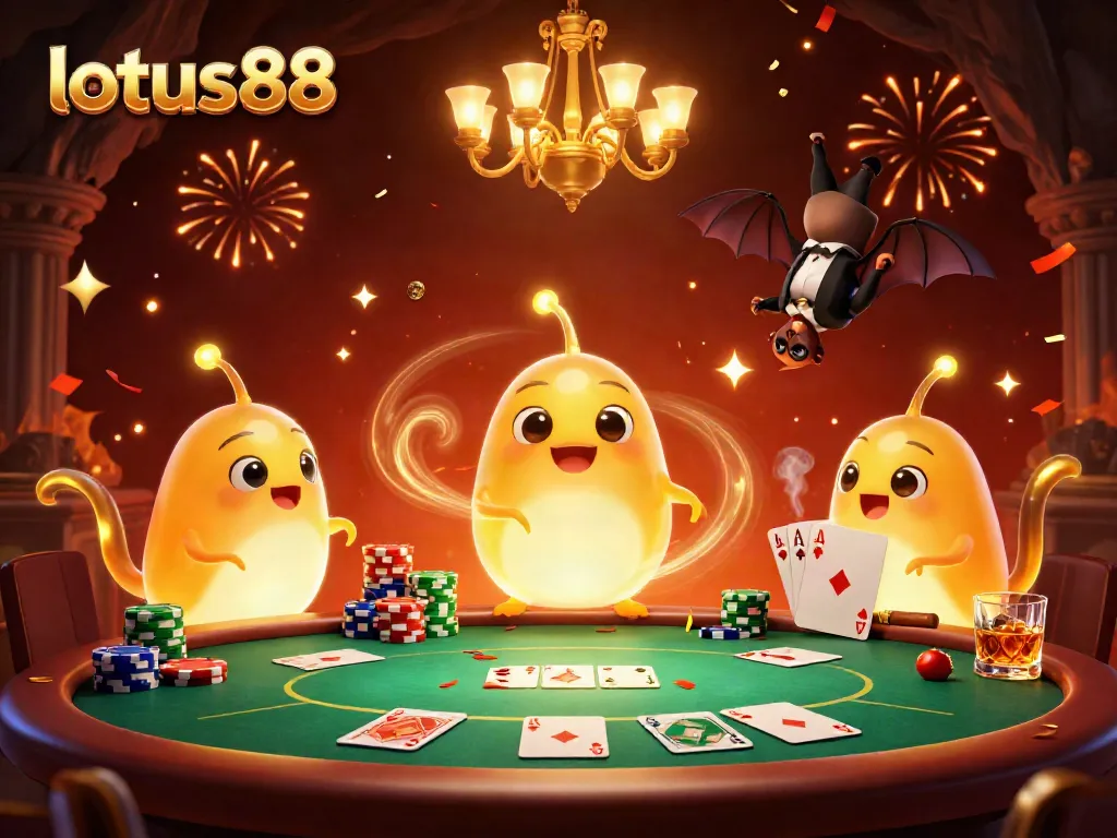 Mainkan permainan di lotus88 dengan tata cahaya yang memukau dalam ilustrasi kasino ceria