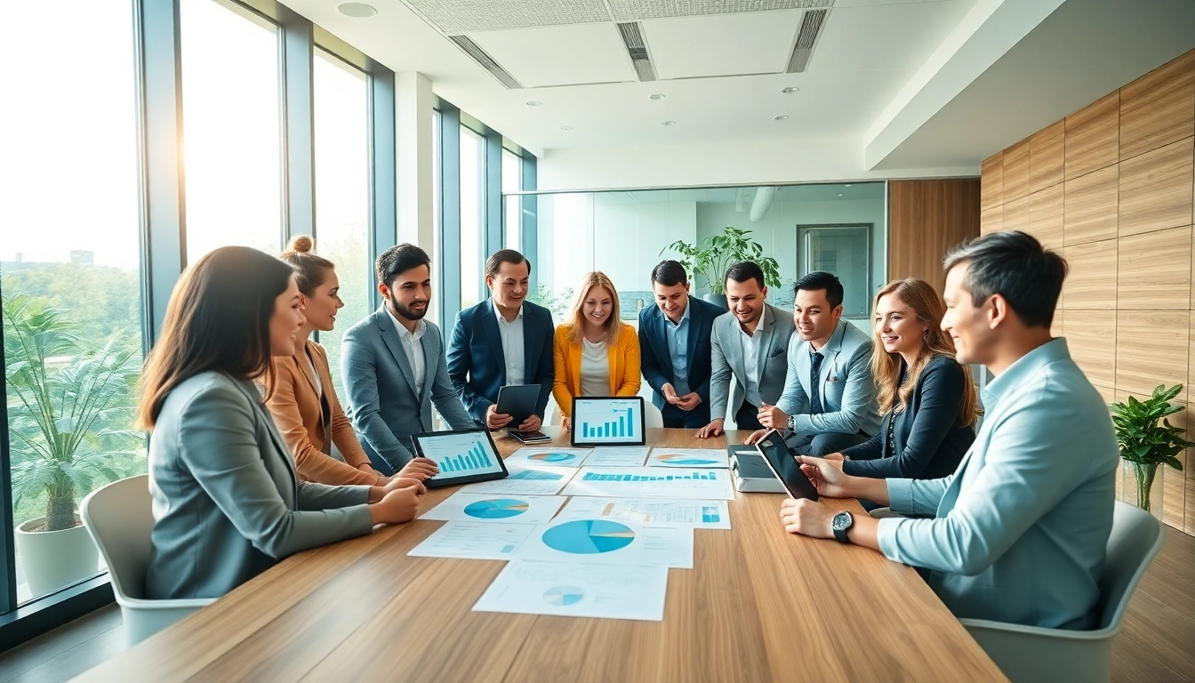 Team collaborates on carbonxgen solutions in a modern office, showcasing energy management.