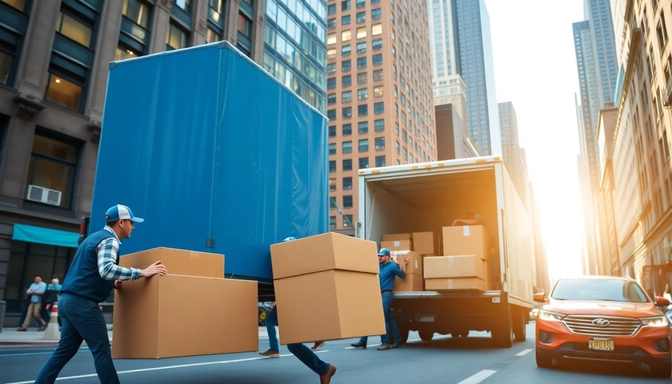 Experienced residential movers nyc expertly handle belongings in a bustling urban environment.