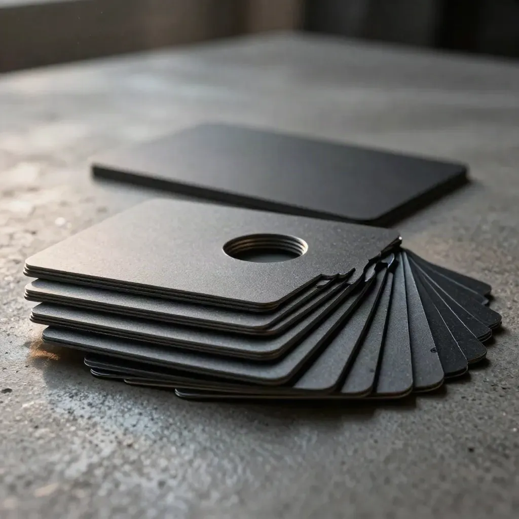 Dark demo path cards fanning from a central ring on concrete, low dramatic studio light.