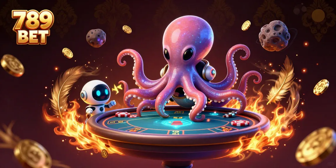Experience excitement at 789 BET with an alien octopus dealing poker in a cosmic setting.