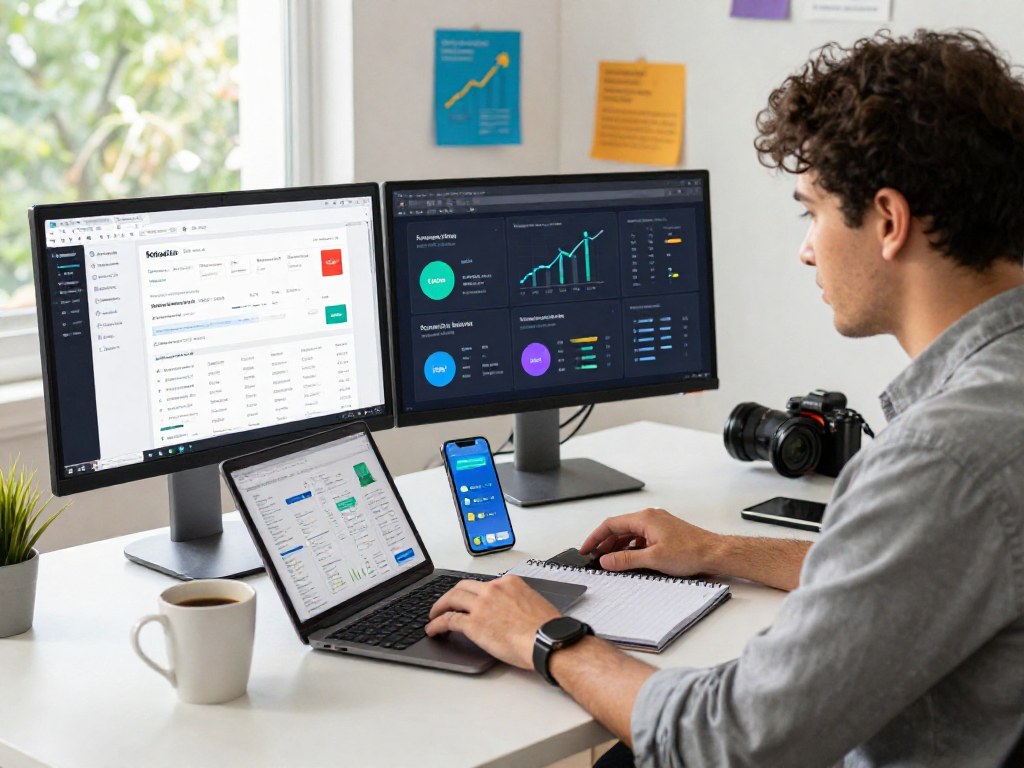 Buy android installs in a modern app marketing workspace with analytics dashboards and engagement strategies.