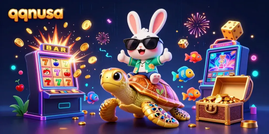 Experience thrilling casino fun with qqnusa in a vibrant jackpot scene featuring lucky symbols and characters.