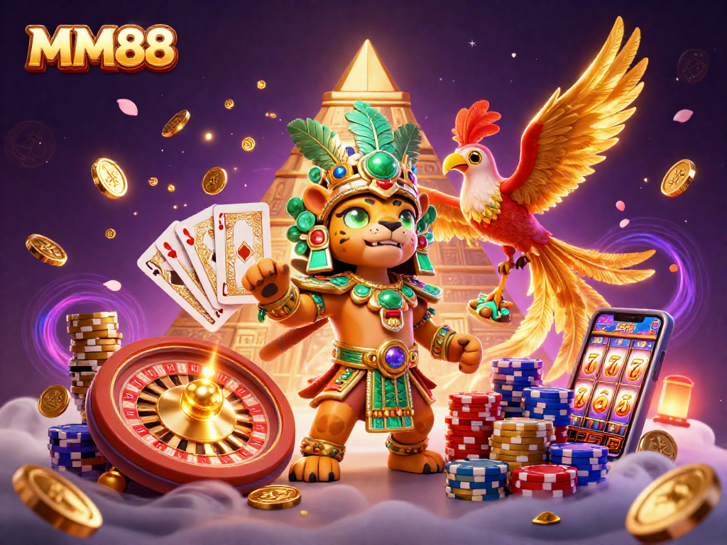 Experience the excitement of MM88 with vibrant casino elements and captivating characters.