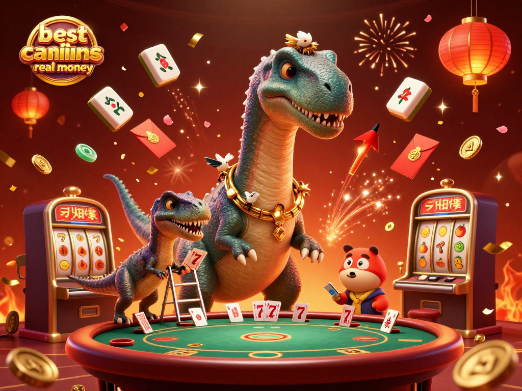 Experience the excitement of the best online casinos real money with a whimsical 3D casino scene.