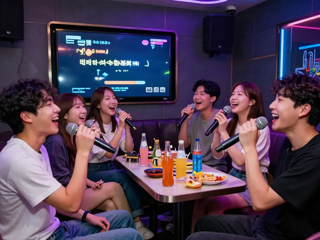 강남 달토에서 친구들과 즐길 수 있는 가라오케 장면