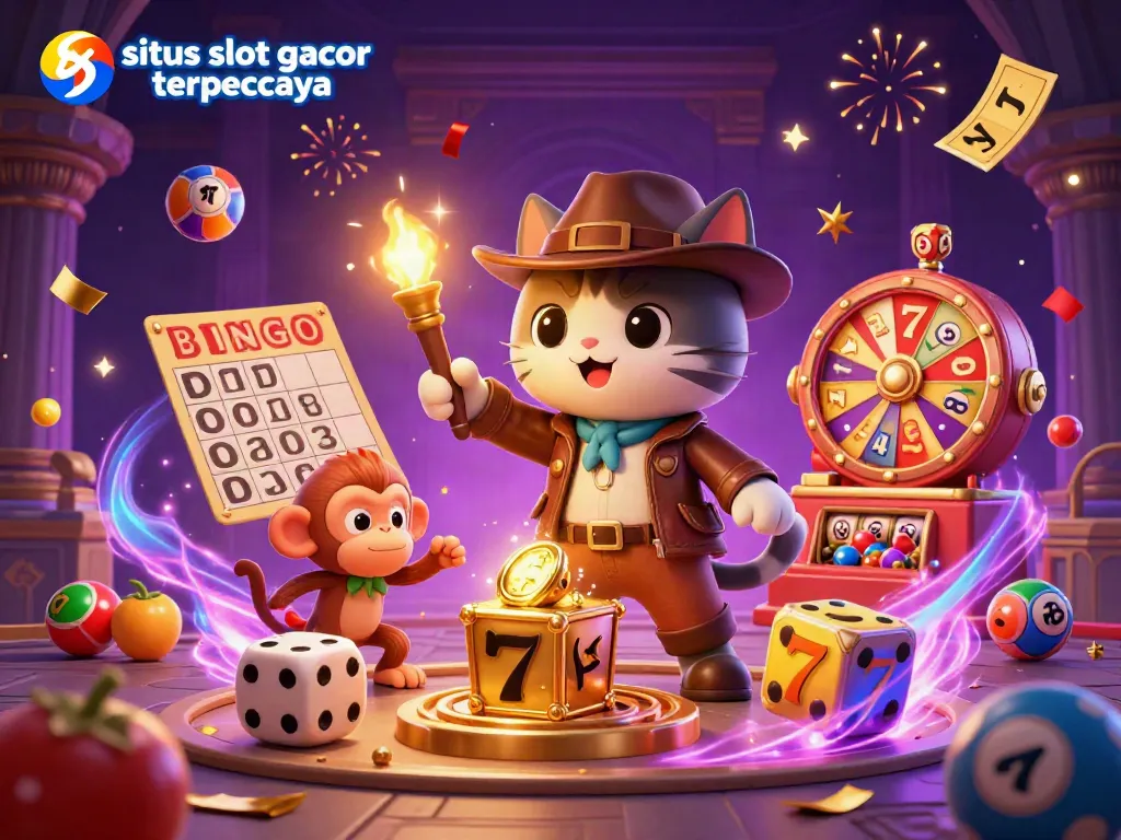 Experience the thrill of wins with situs slot gacor terpercaya in this vibrant casino illustration.