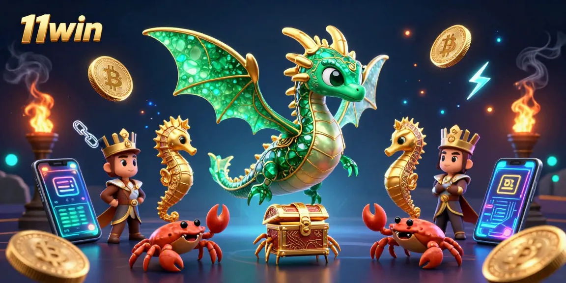 Experience winning gameplay with 11win’s vibrant sea dragon, Bitcoin, and Ethereum elements in action.