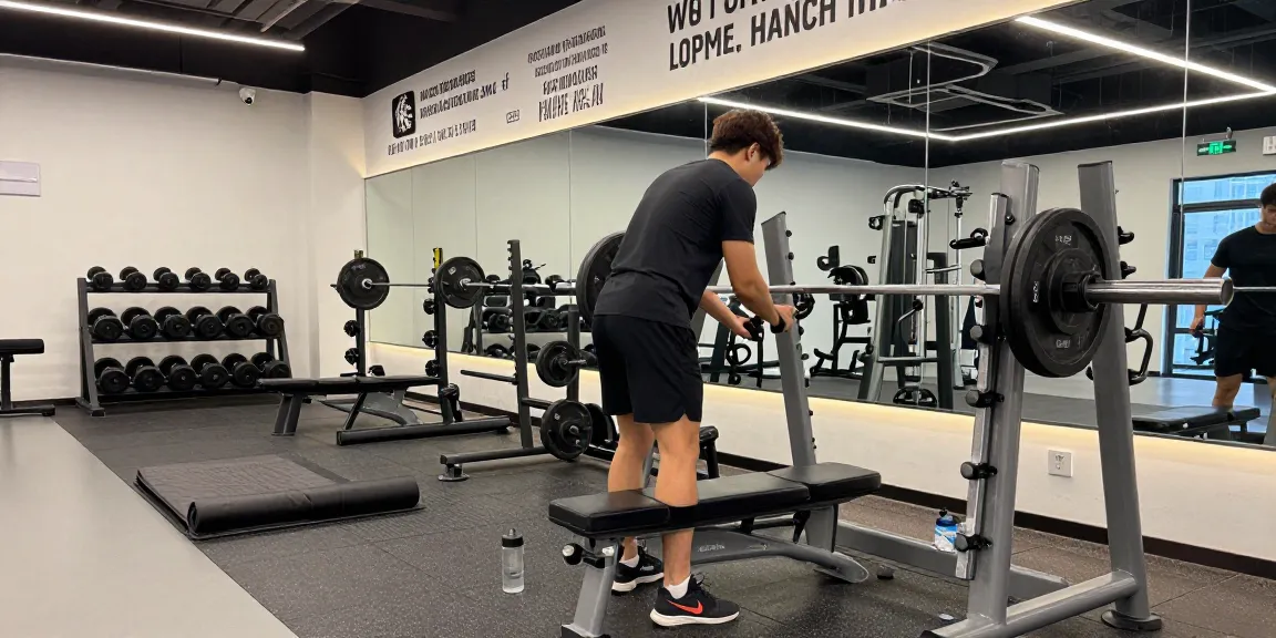 Medi Pharma Steroids user preparing weights in a bright gym, showcasing commitment to fitness and health.