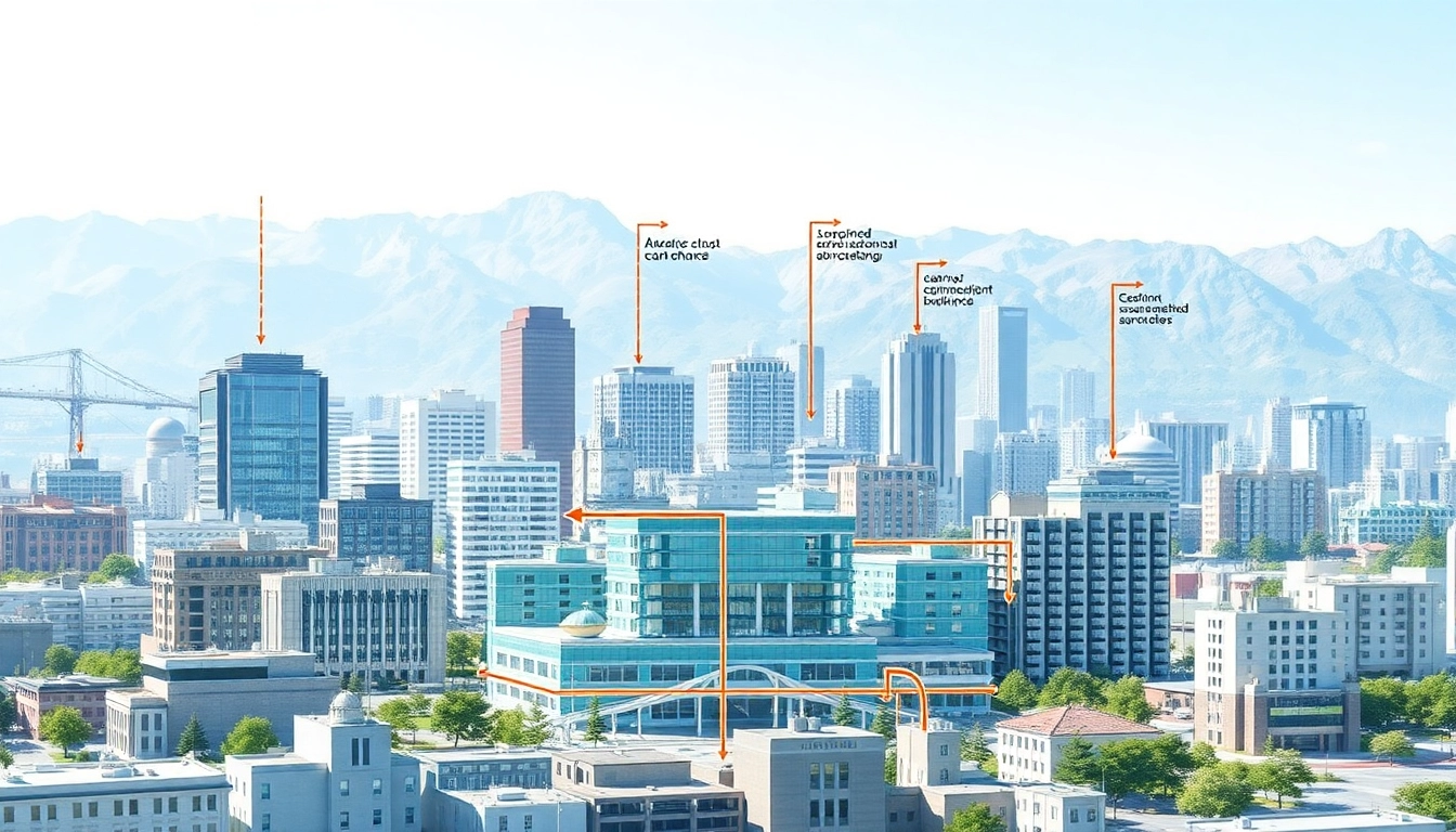 Illustration of Seismic Design principles showcasing earthquake-resistant buildings and fault lines.