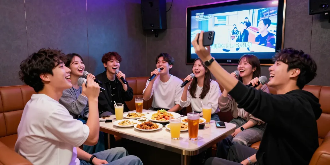 인천쓰리노에서 친구들과 즐거운 시간을 보내는 모습, 현대적인 인테리어와 편안한 좌석, 색색의 조명이 어우러진 분위기입니다.