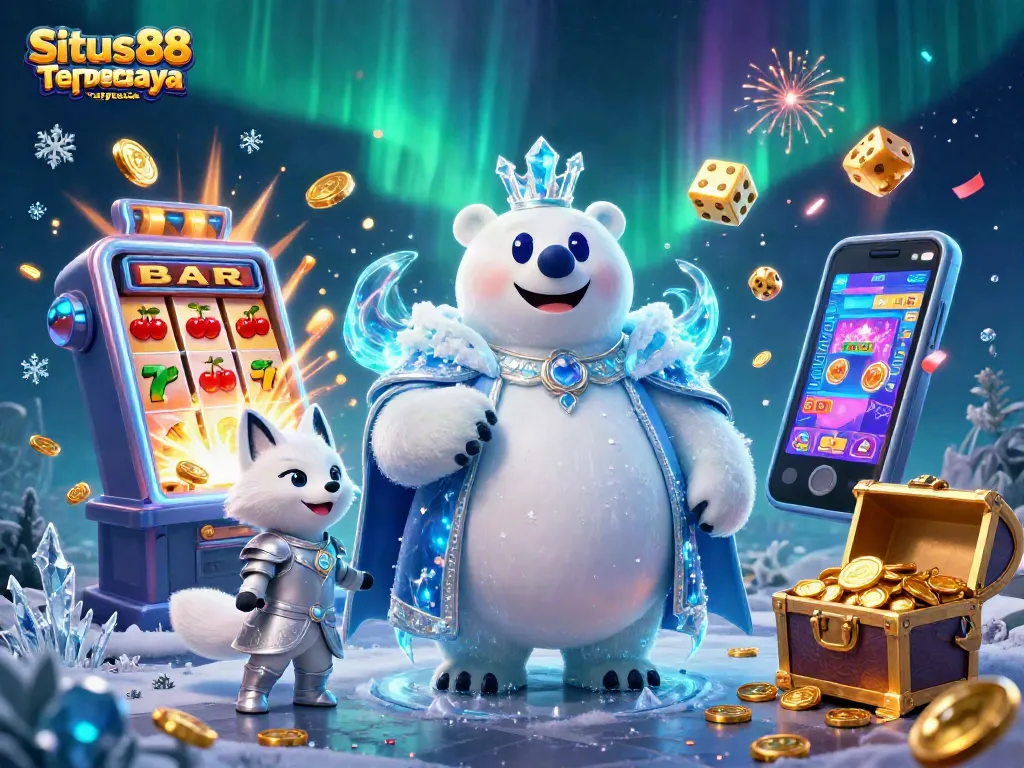 Experience the excitement of Situs Poker88 Terpercaya with vibrant casino elements and characters.