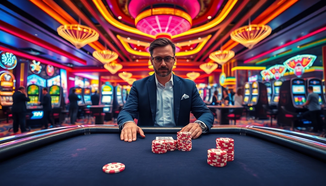 Permainan poker dengan ARAHTOGEL dan suasana mewah di kasino, memikat dan penuh aksi.