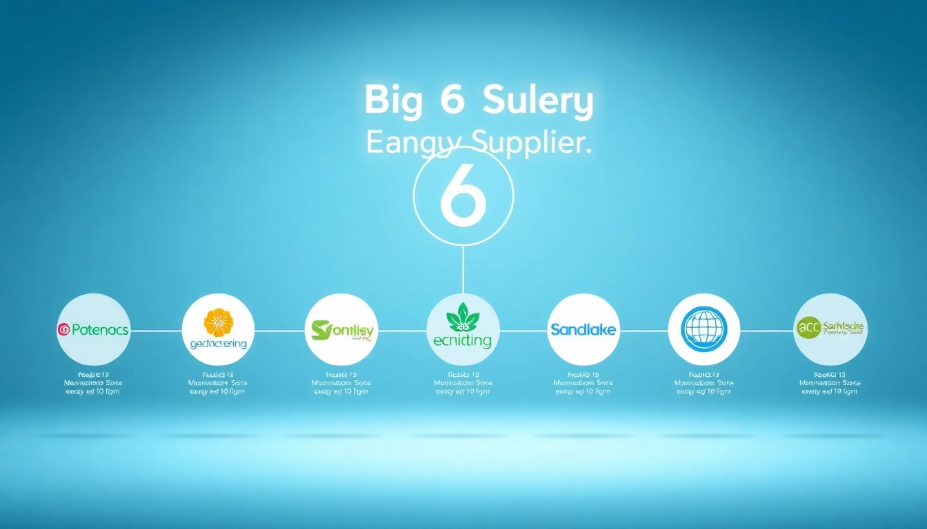 Showcase of big 6 energy suppliers highlighting their market share and relationships in the energy sector.