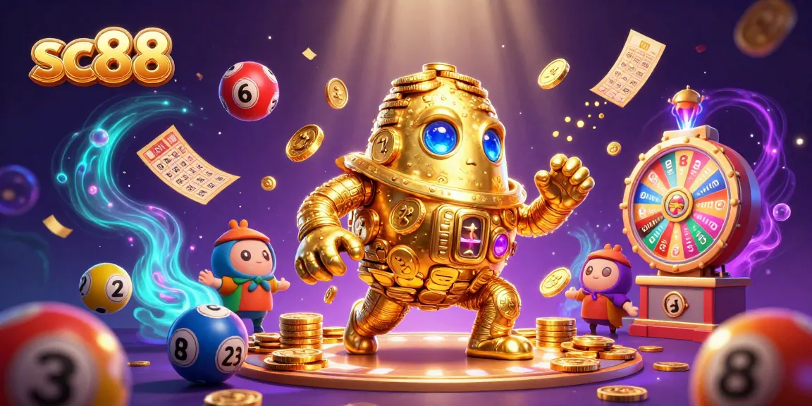 Engage with exciting gameplay at sc88, featuring a dynamic scene of golden golem and lottery elements.