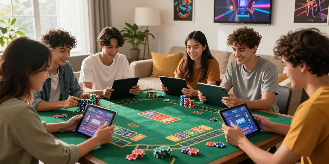 Friends enjoying xóc đĩa online with vibrant atmosphere at home, highlighting gaming excitement and community engagement, apecthai
