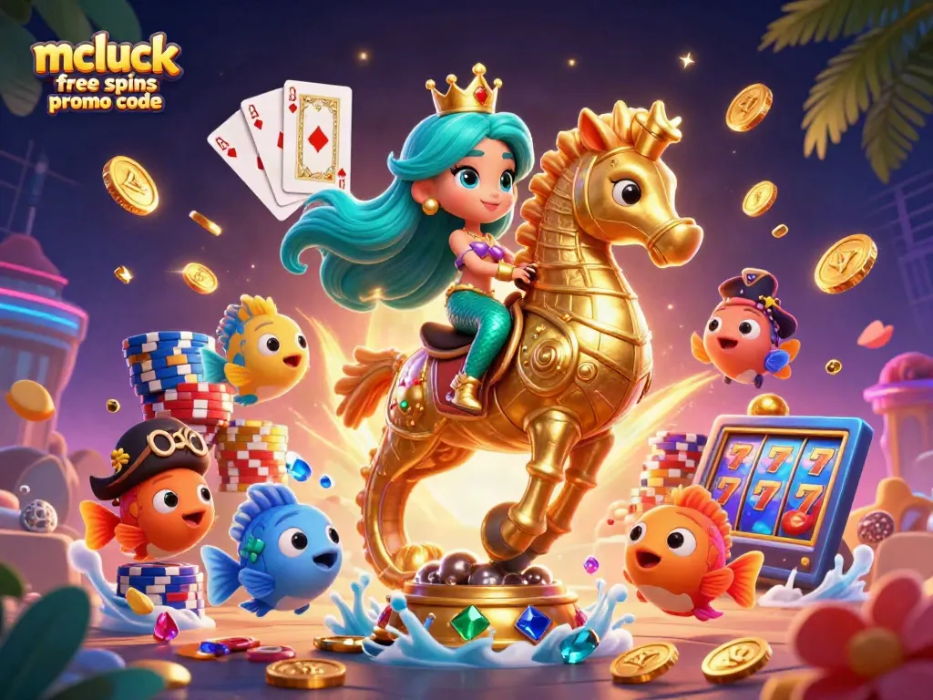 Spin for fortunes with the mcluck free spins promo code chasing jackpots in vibrant 3D casino art.