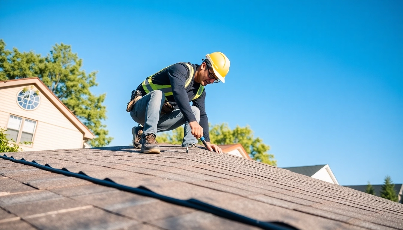 Inspecting a roof by a roofing contractor in Solon, showcasing professionalism and dedication.