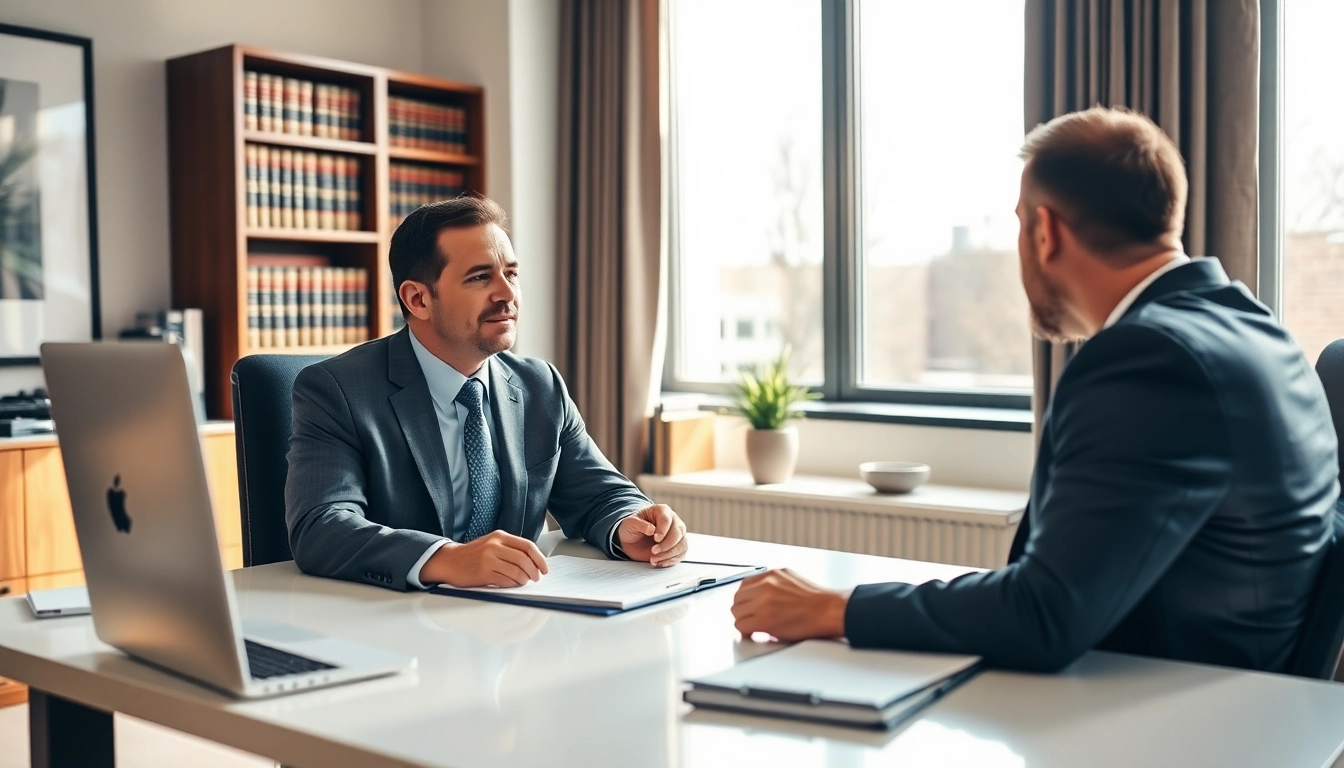 Bridgeport Criminal Defense Lawyer discussing legal strategy with a client in a law office.