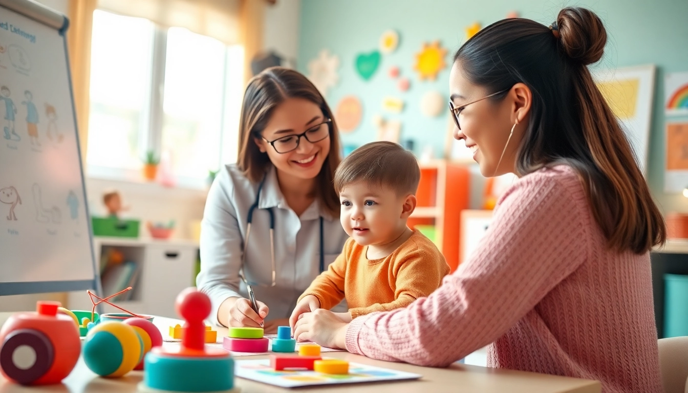 Engaging ABA therapy session with a therapist guiding a child in a playful learning environment.
