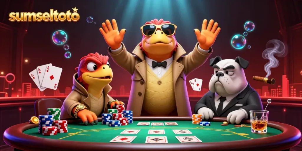 Join the fun at sumseltoto with raptors in disguise, entering the VIP casino lounge.