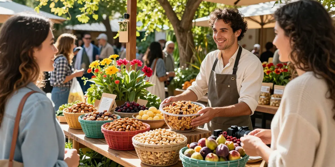 Fresh mixed nuts and dried fruits at market, M98 ฝาก-ถอน highlights healthy snack options.
