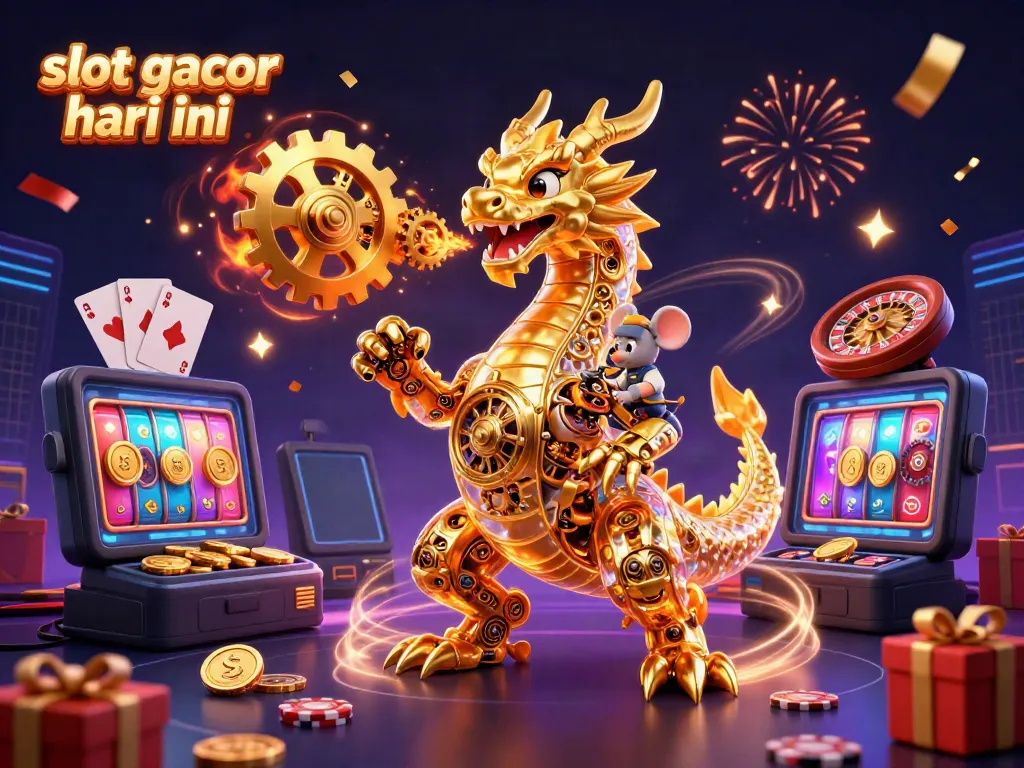 Engage with thrilling slot gacor hari ini alongside a biomechanical dragon and golden casino elements