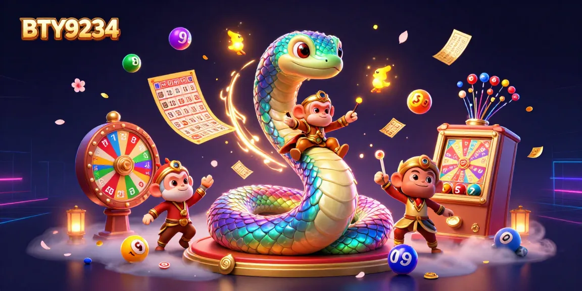Experience the excitement of BTY9234 with a magical lottery scene featuring lively characters and vibrant game elements.