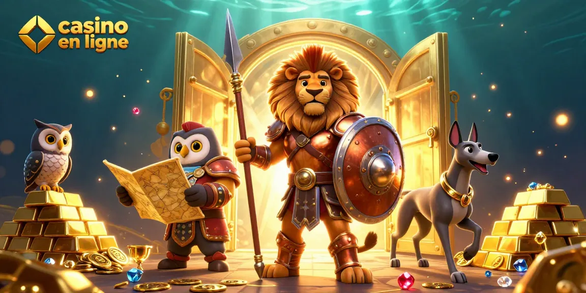 Gagnez aux jeux de casino en ligne avec des personnages dynamiques dans une scène riche en détails