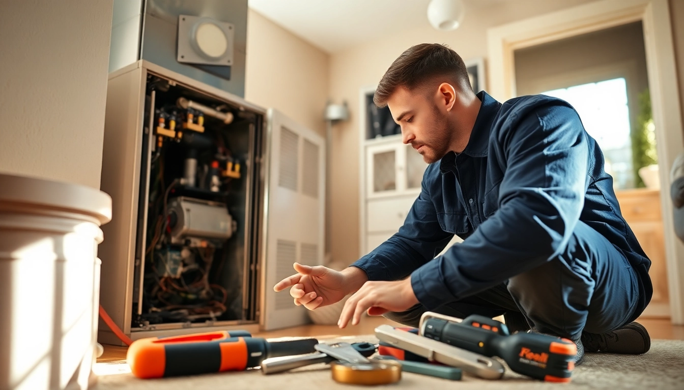 HVAC technician providing expert heating repair Beekman NY services in a cozy home setting.