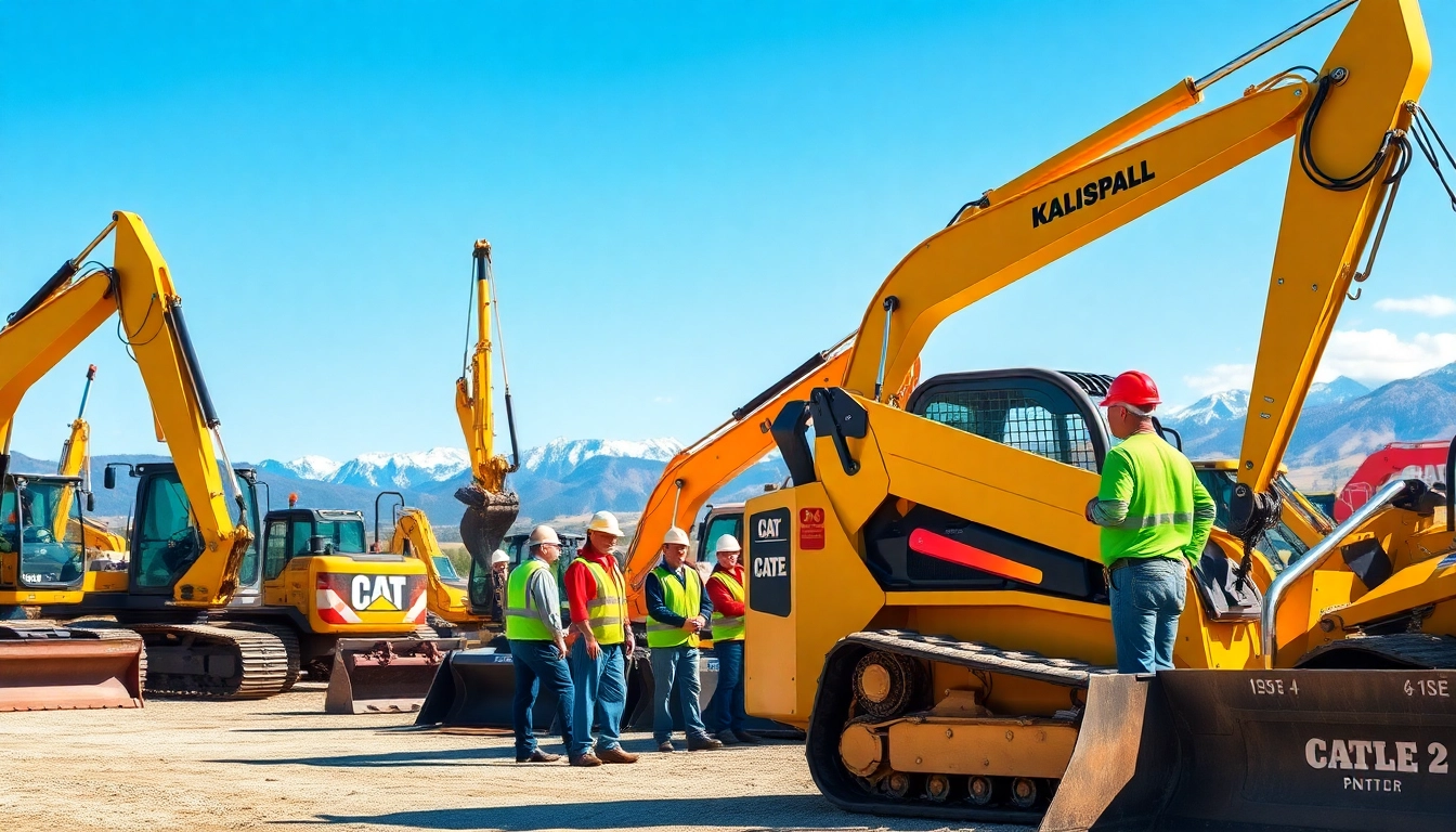Kalispell equipment rental with diverse machinery in a vibrant outdoor construction scene.
